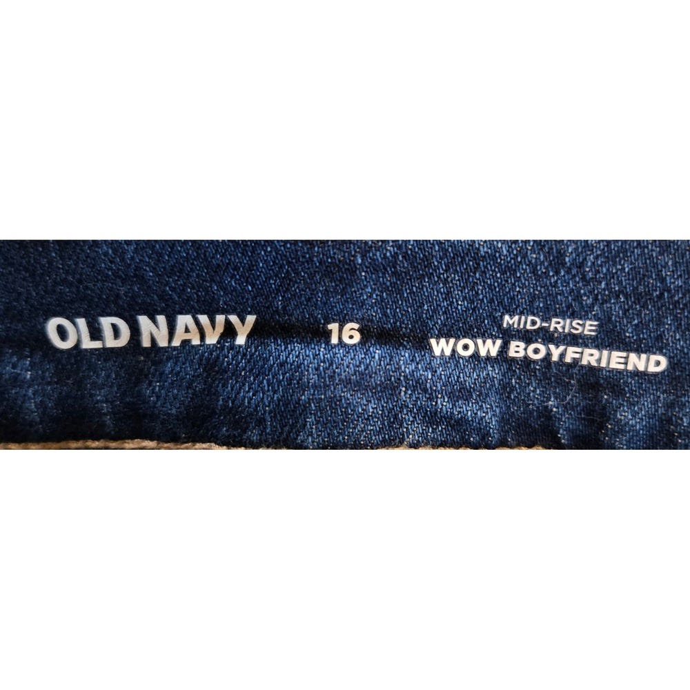 Old Navy Wow Boyfriend Jeans Womens 16 Mid Rise Medium‎ Wash Blue Denim Stretch - Picture 6 of 8